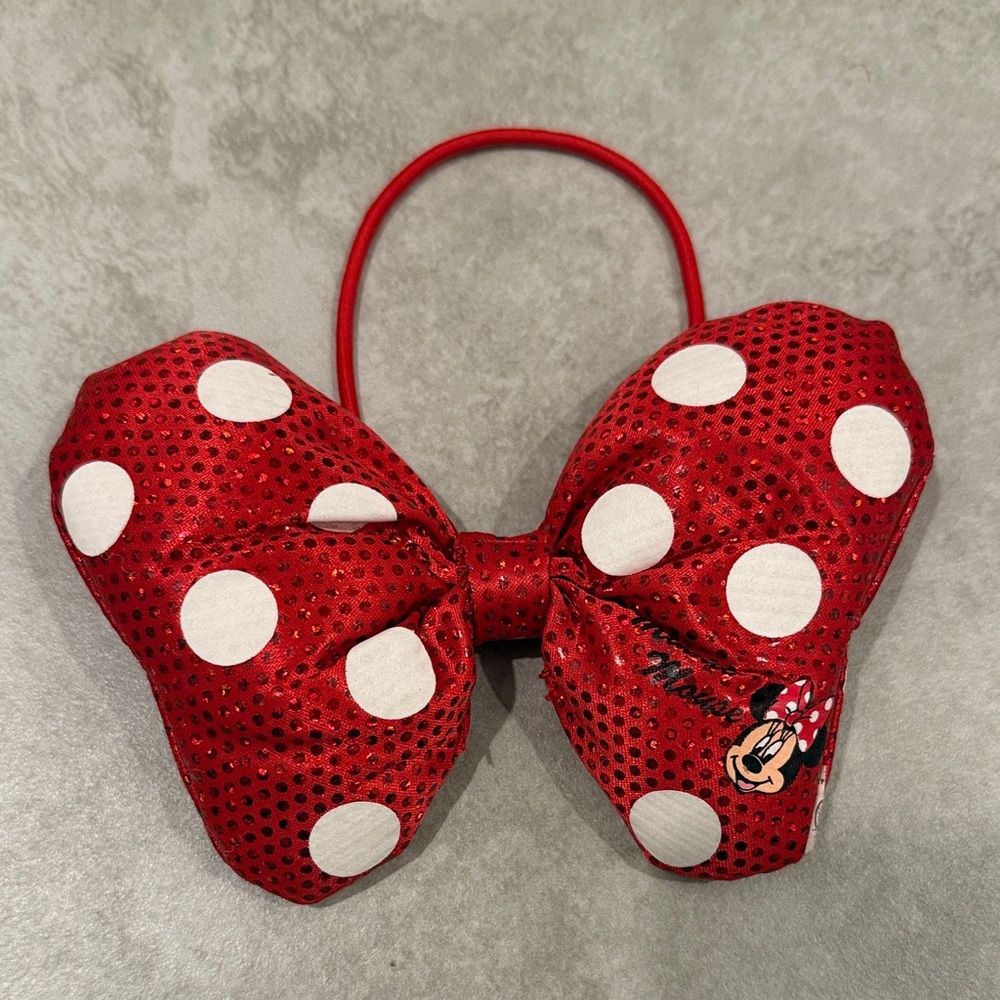 Disney Parks Minnie Mouse Red Polka Dot Bow Hair Elastic
